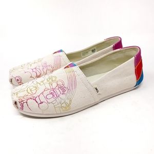 Toms X Sesame Street Classic Vintage Crew Foil Printed Canvas Flats Size 5.5